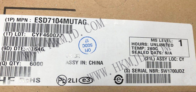 供應ESD保護二極管 ESD7104MUTAG 用于高速數(shù)據(jù)線